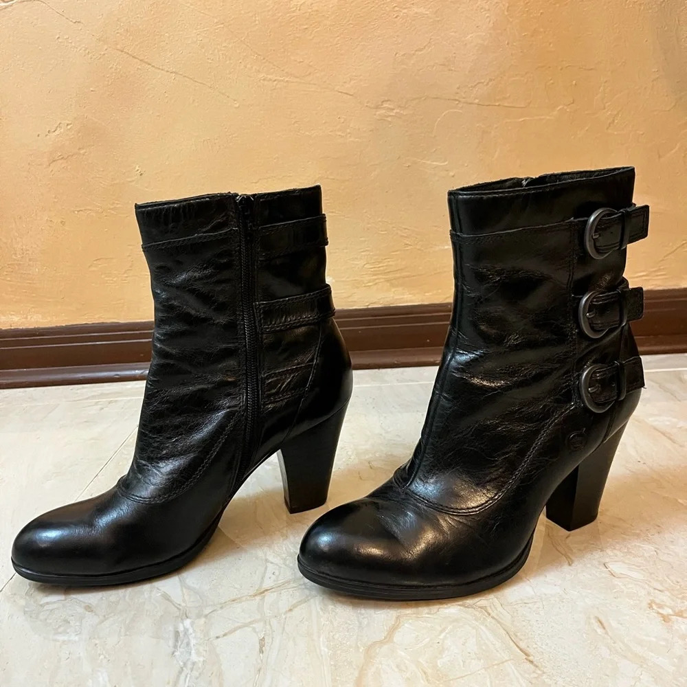 Børn genuine leather heeled moto ankle boots, women’s size 8.5 - Picture 5 of 15